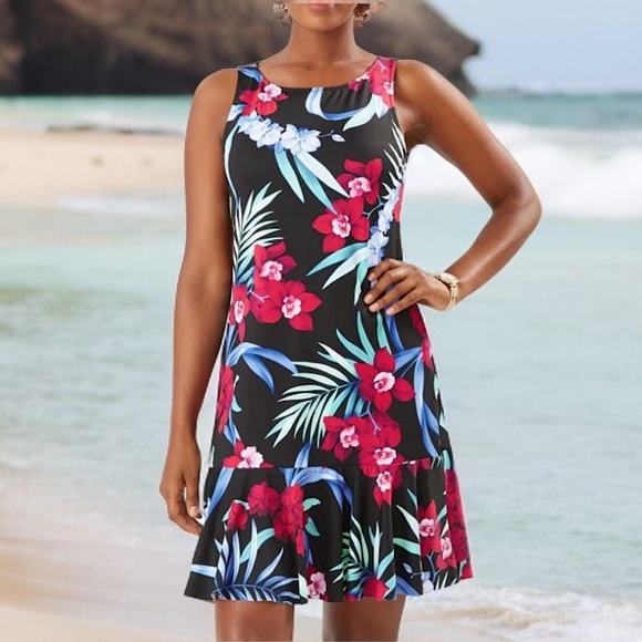 Tommy Bahama Midnight Orchid High-Neck Dress - Picture 1 of 16